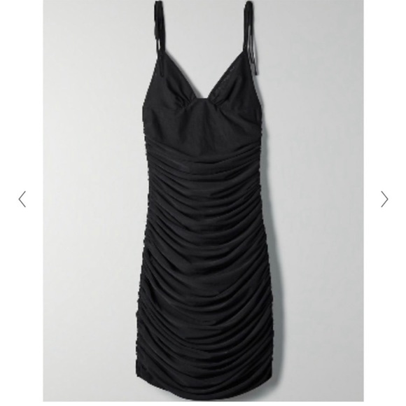 Aritzia Wilfred Winona Black Ruched Dress - Picture 1 of 8